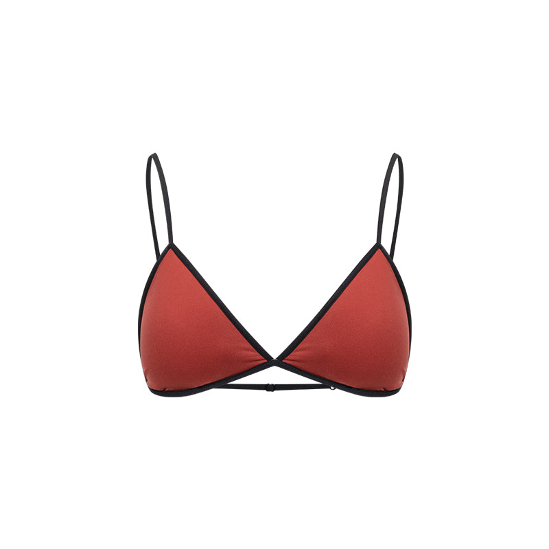 Thin Strap Color Block Mini Triangle Cup Back Bra - The Blender