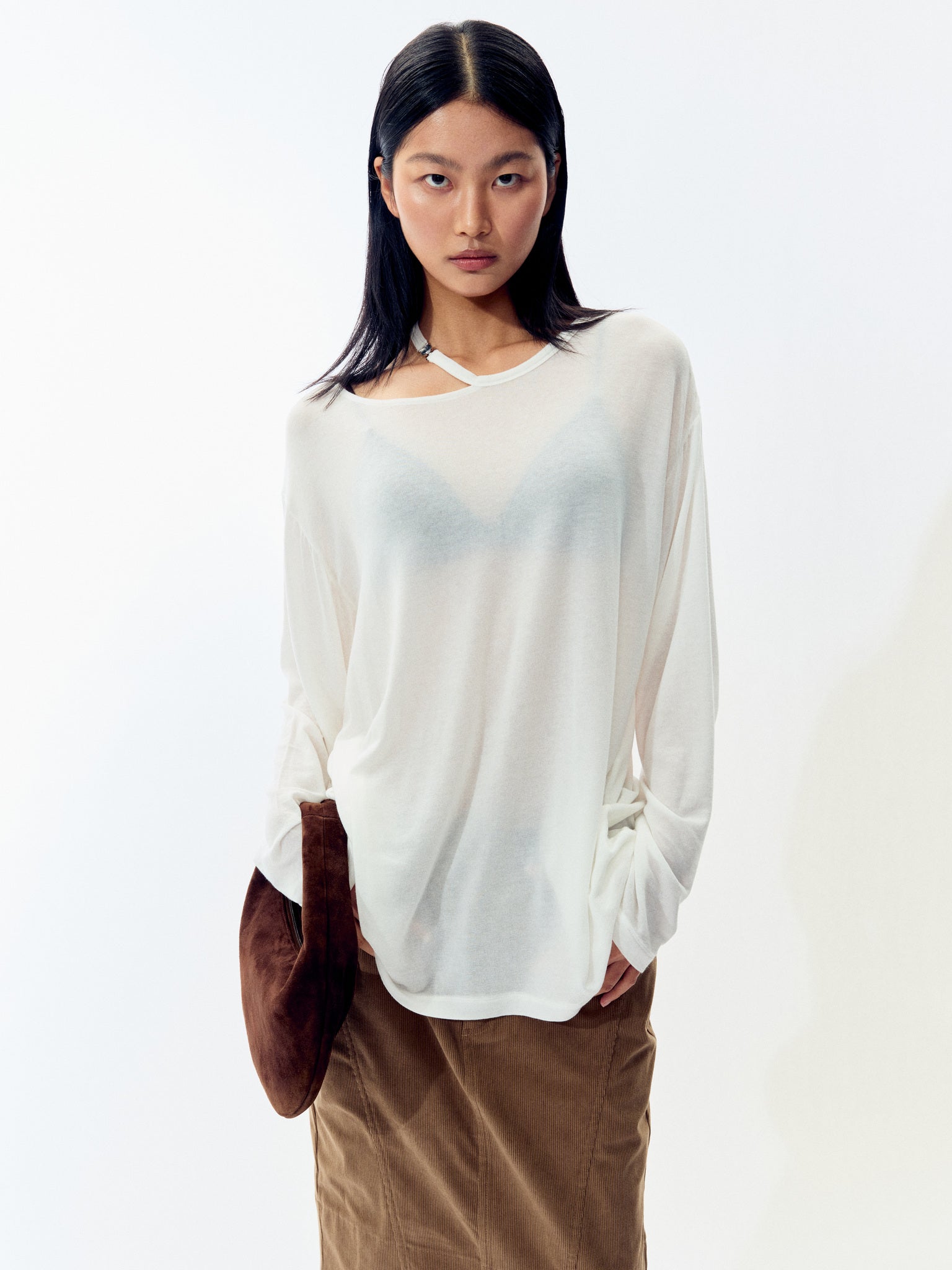 Openwork Relaxed Long-Sleeve Tee