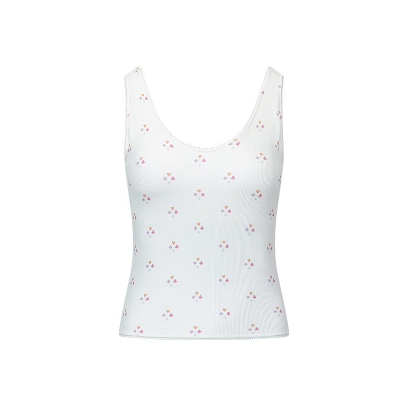 Games Print Embroidery Fixed Padding V-Neck Slim Fit Tank Top - The Blender