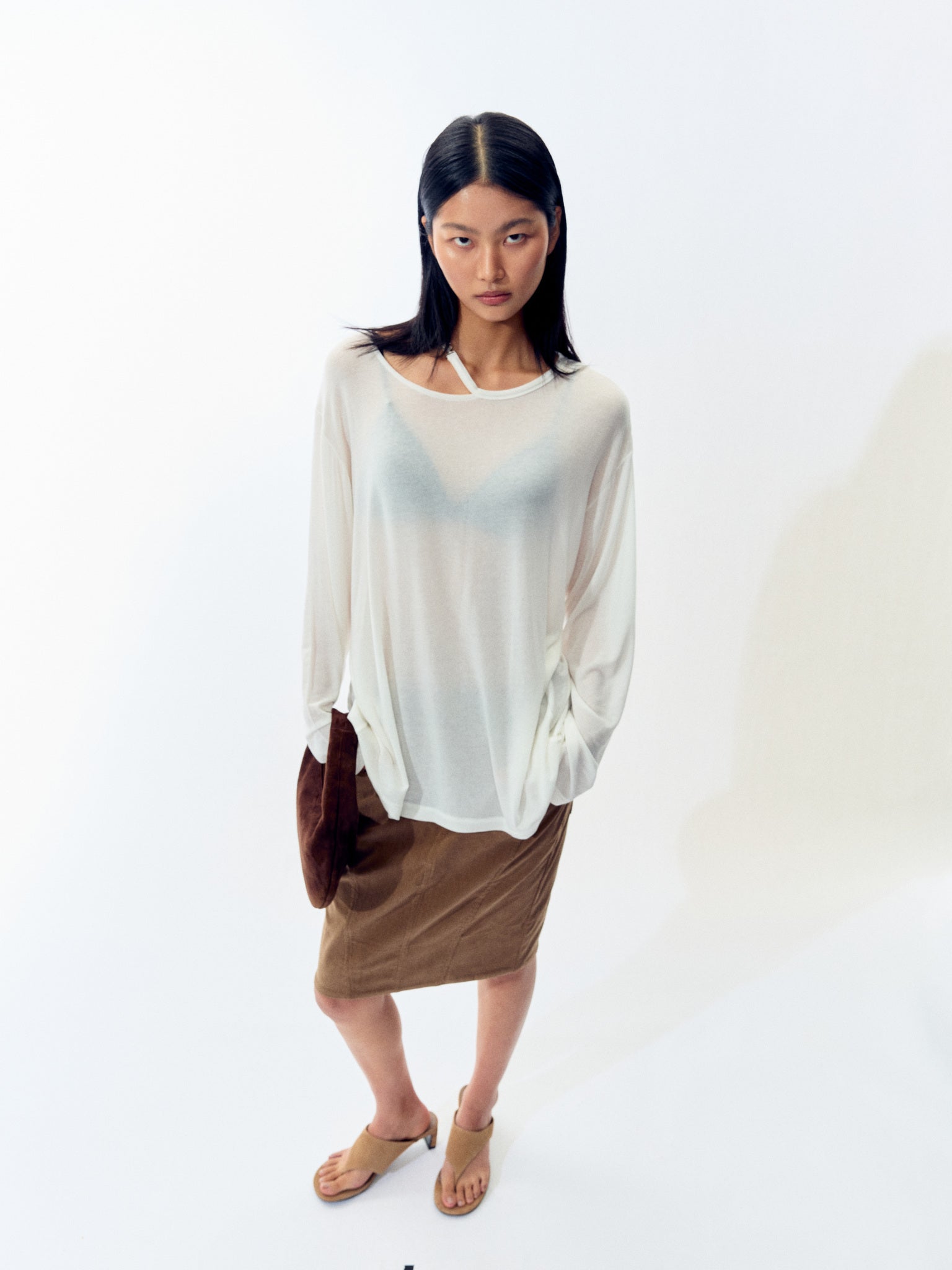 Openwork Relaxed Long-Sleeve Tee