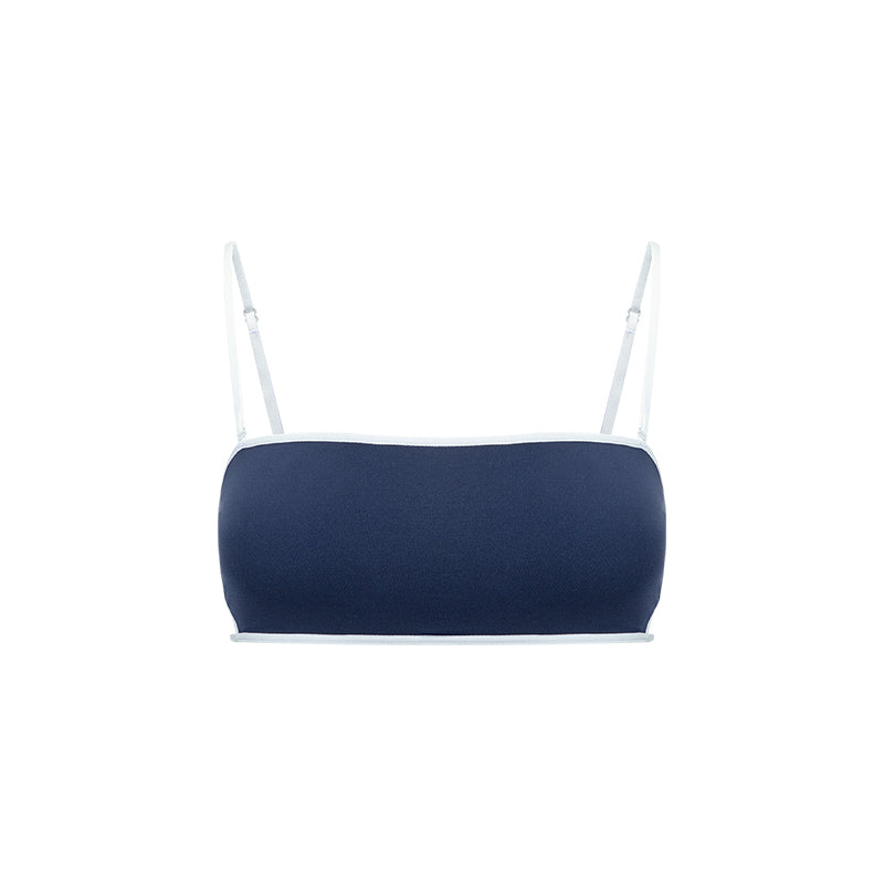 Contrast Strap Cutout Fixed Padding Tube Top Bra - The Blender