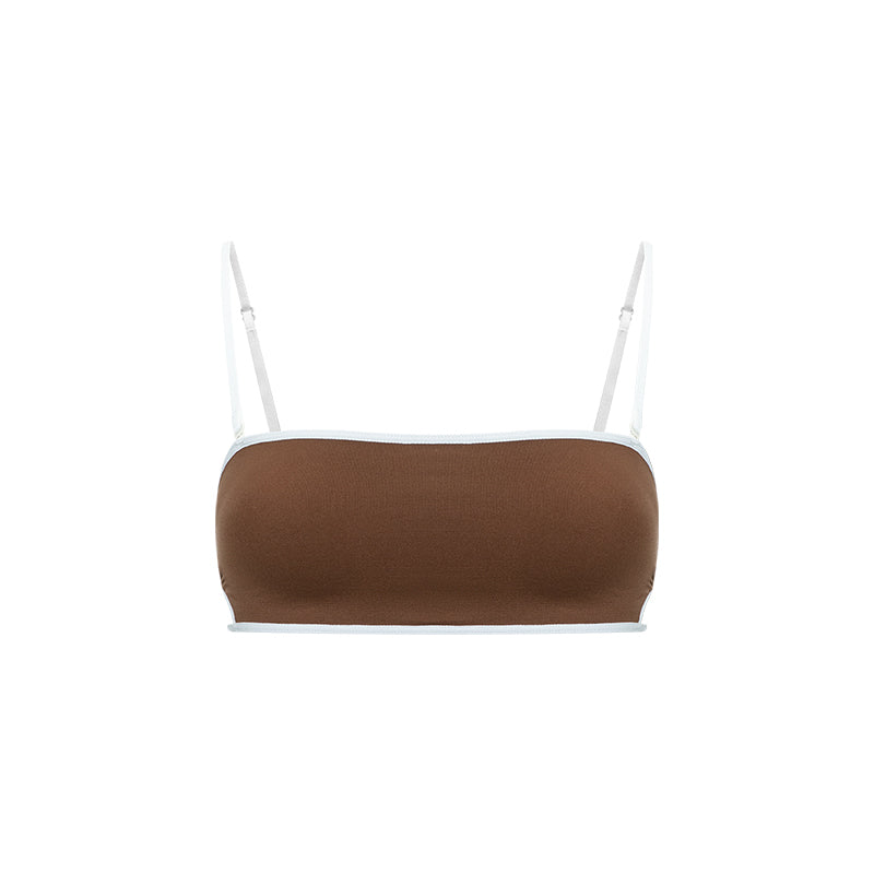 Contrast Strap Cutout Fixed Padding Tube Top Bra - The Blender