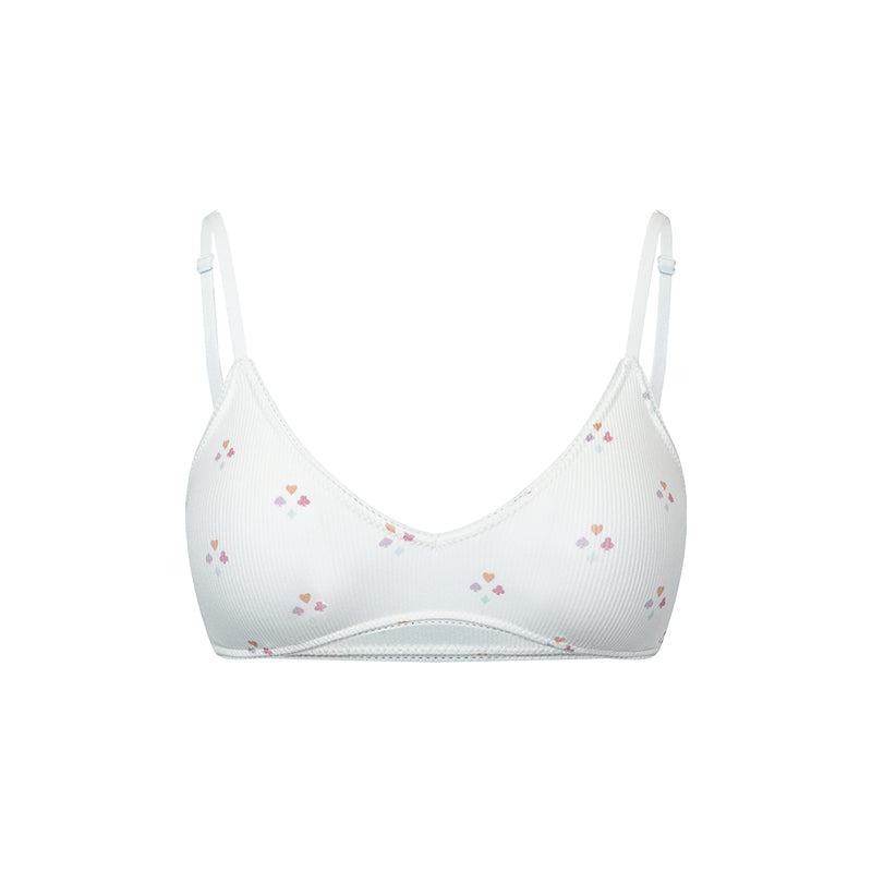 Games Print Embroidery V Neck Triangle Cup Bra Removable Pads