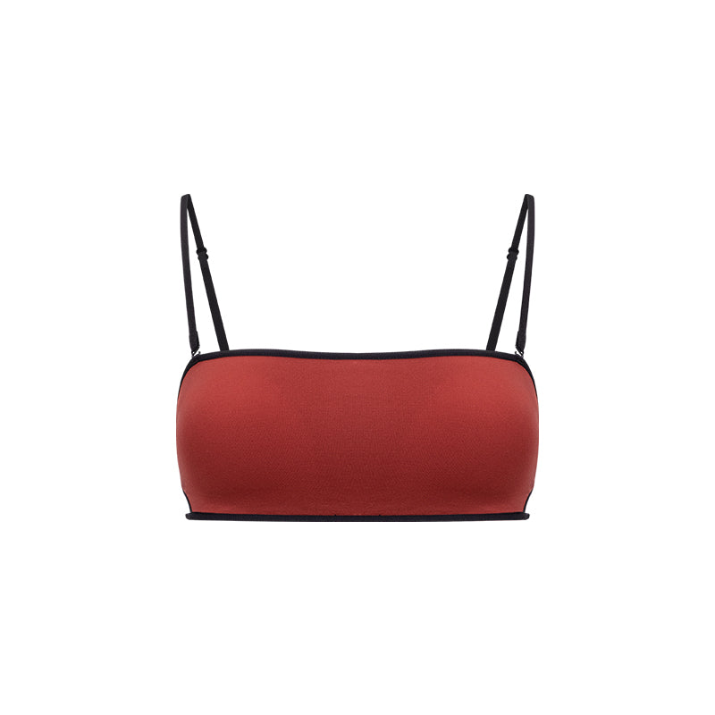 Contrast Strap Cutout Fixed Padding Tube Top Bra - The Blender