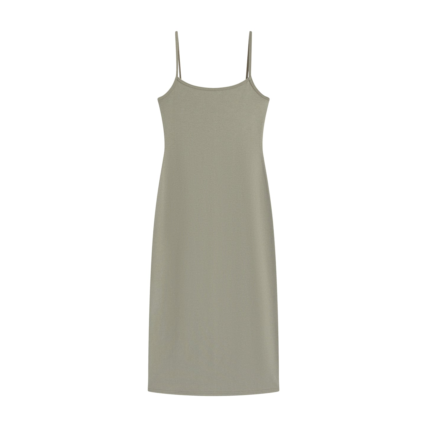 GREEEN Square Neck Slim Fit Backless Midi Slip Dress - The Blender
