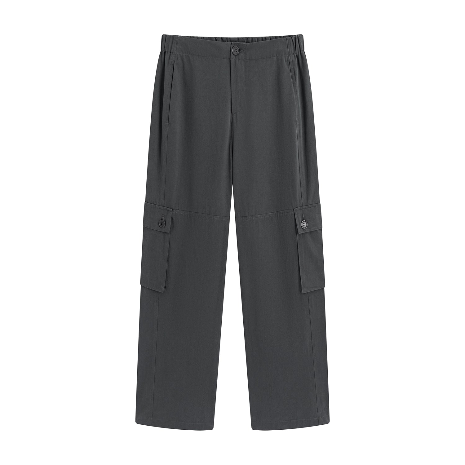 Pure Cotton Multi-Pocket Cargo Straight-Leg Elastic Waist Pants - The Blender