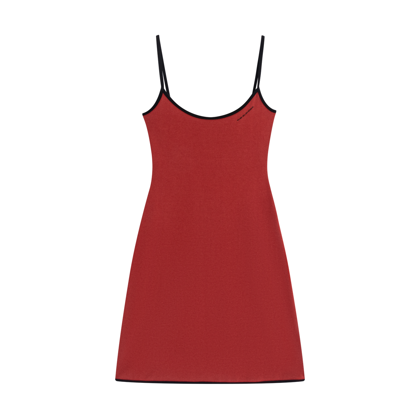 Crew Neck Contrast Logo Thin Strap Cropped Cami Dress - The Blender