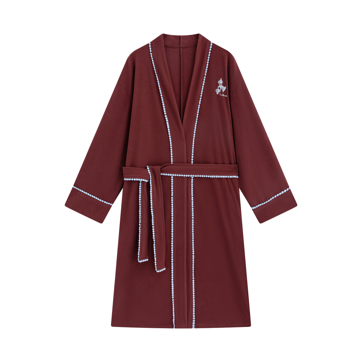 Contrast‑Color Lace Mid‑Length Loungewear Robe - The Blender