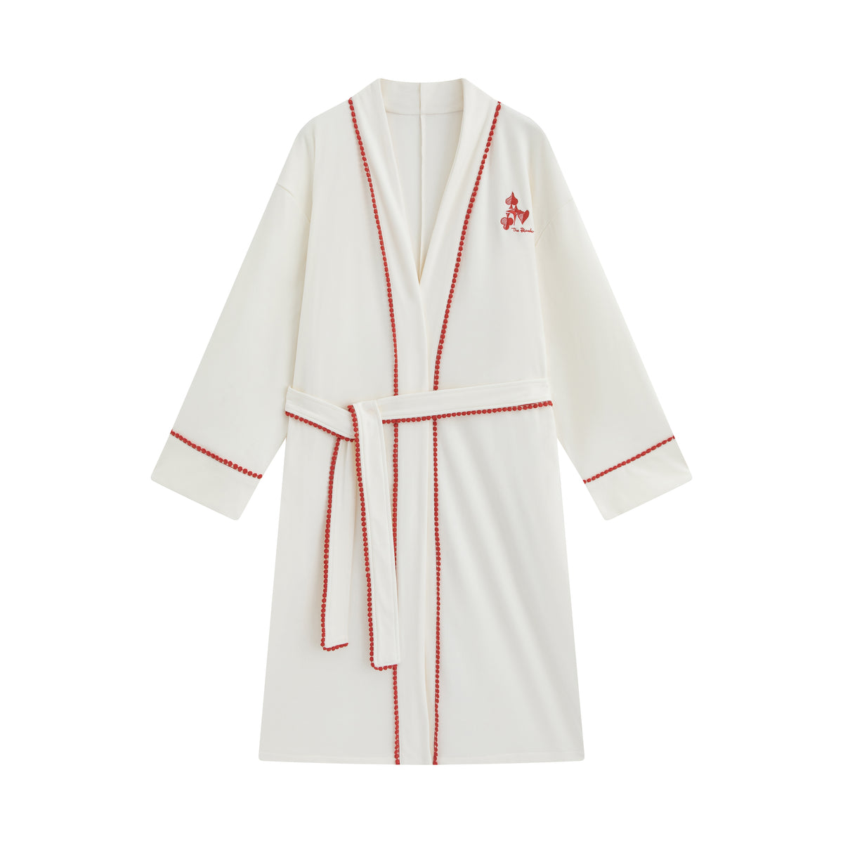 Contrast‑Color Lace Mid‑Length Loungewear Robe - The Blender