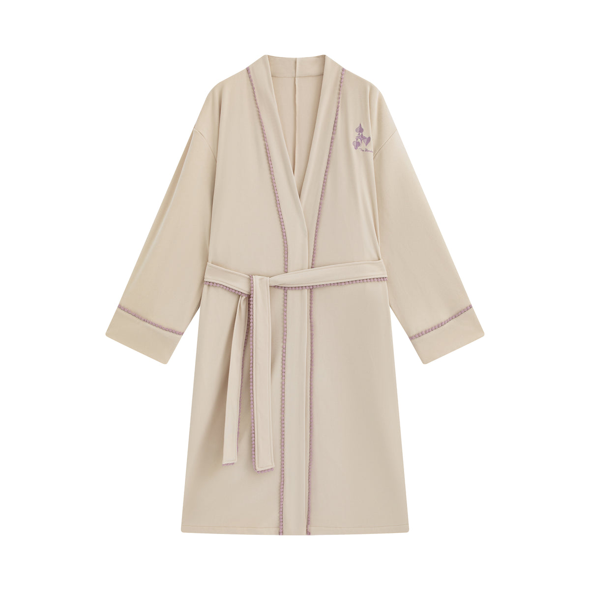 Contrast‑Color Lace Mid‑Length Loungewear Robe - The Blender
