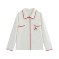 Contrast‑Color Lace Loungewear Cardigan Top - The Blender