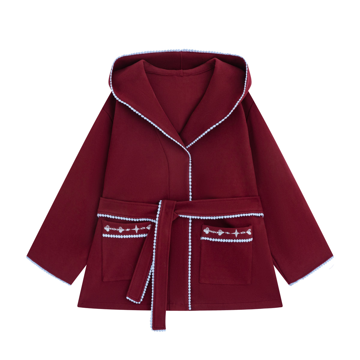 Contrast‑Color Lace Hooded Loungewear Robe - The Blender