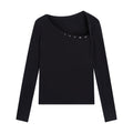Slant Henley Collar Long-Sleeve Tee - The Blender