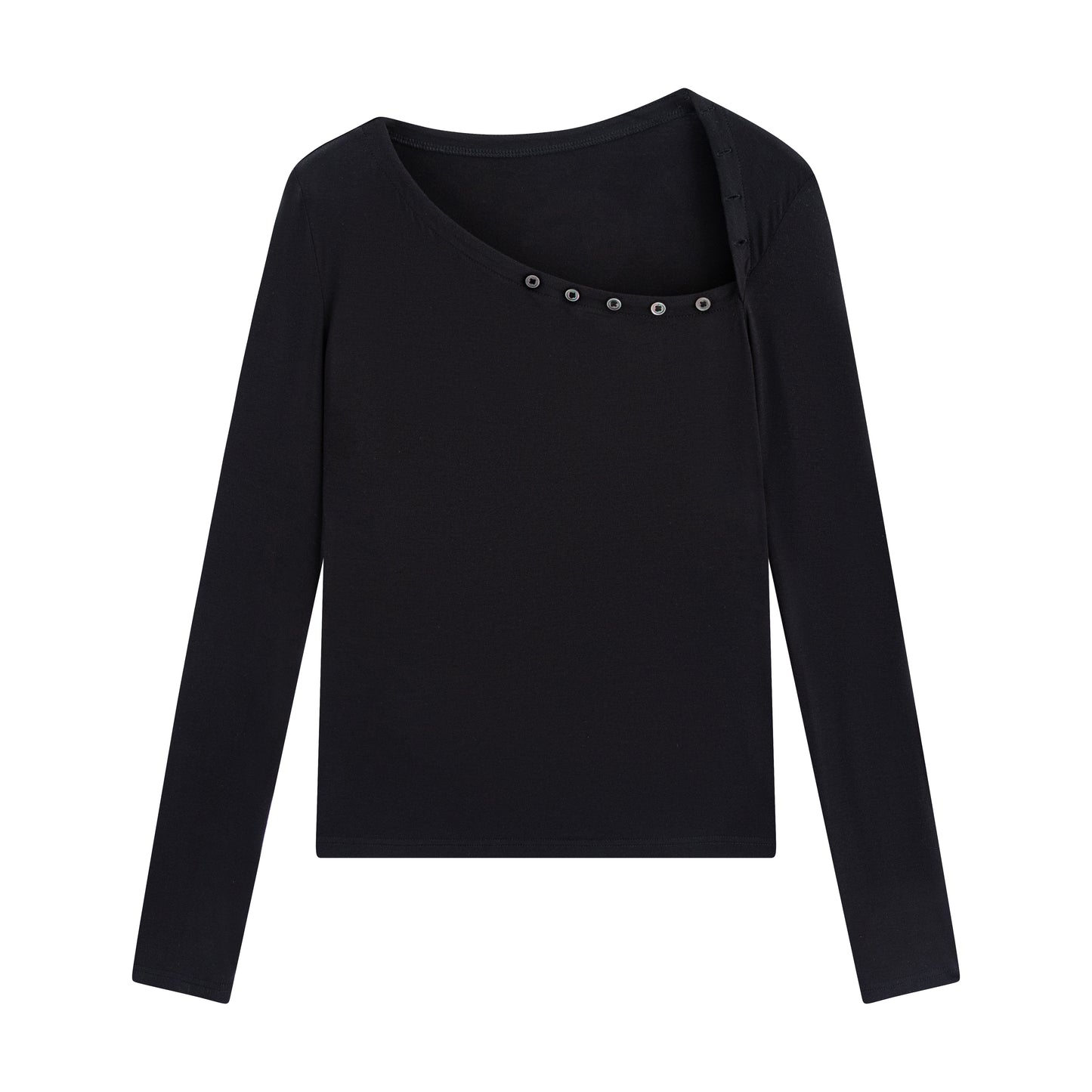 Slant Henley Collar Long-Sleeve Tee - The Blender