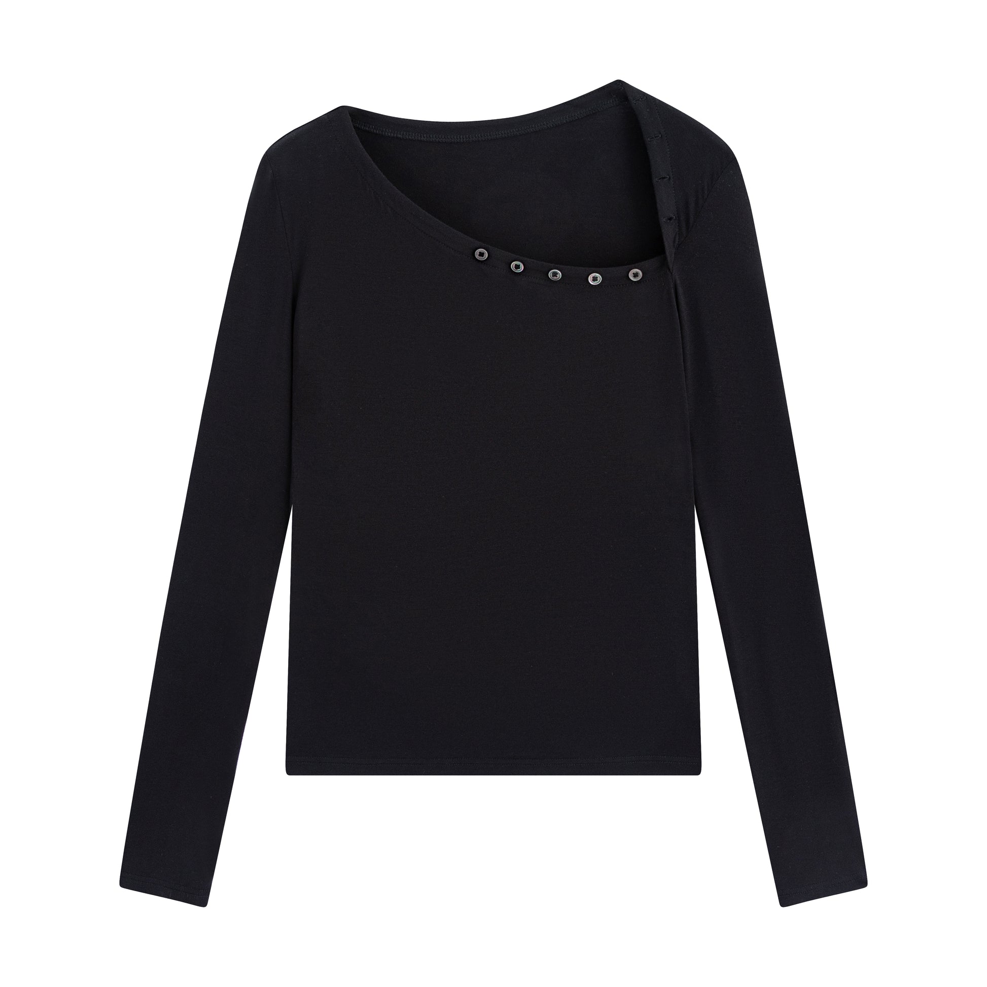 Slant Henley Collar Long-Sleeve Tee - The Blender