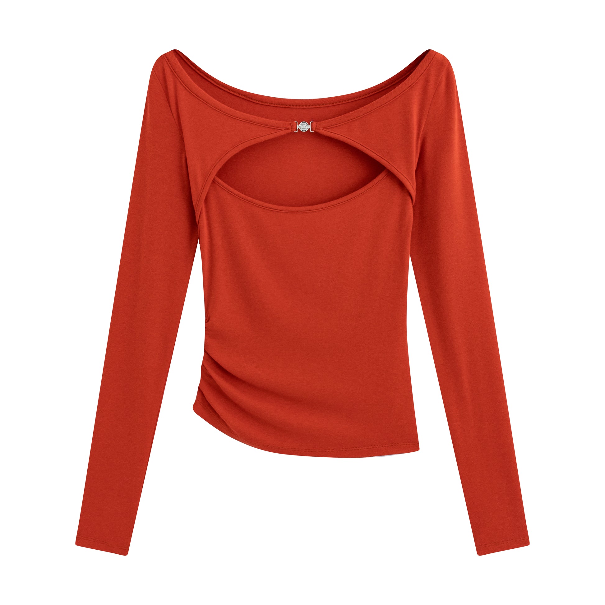 Off-Shoulder Cutout Reversible Slim Knit Top - The Blender
