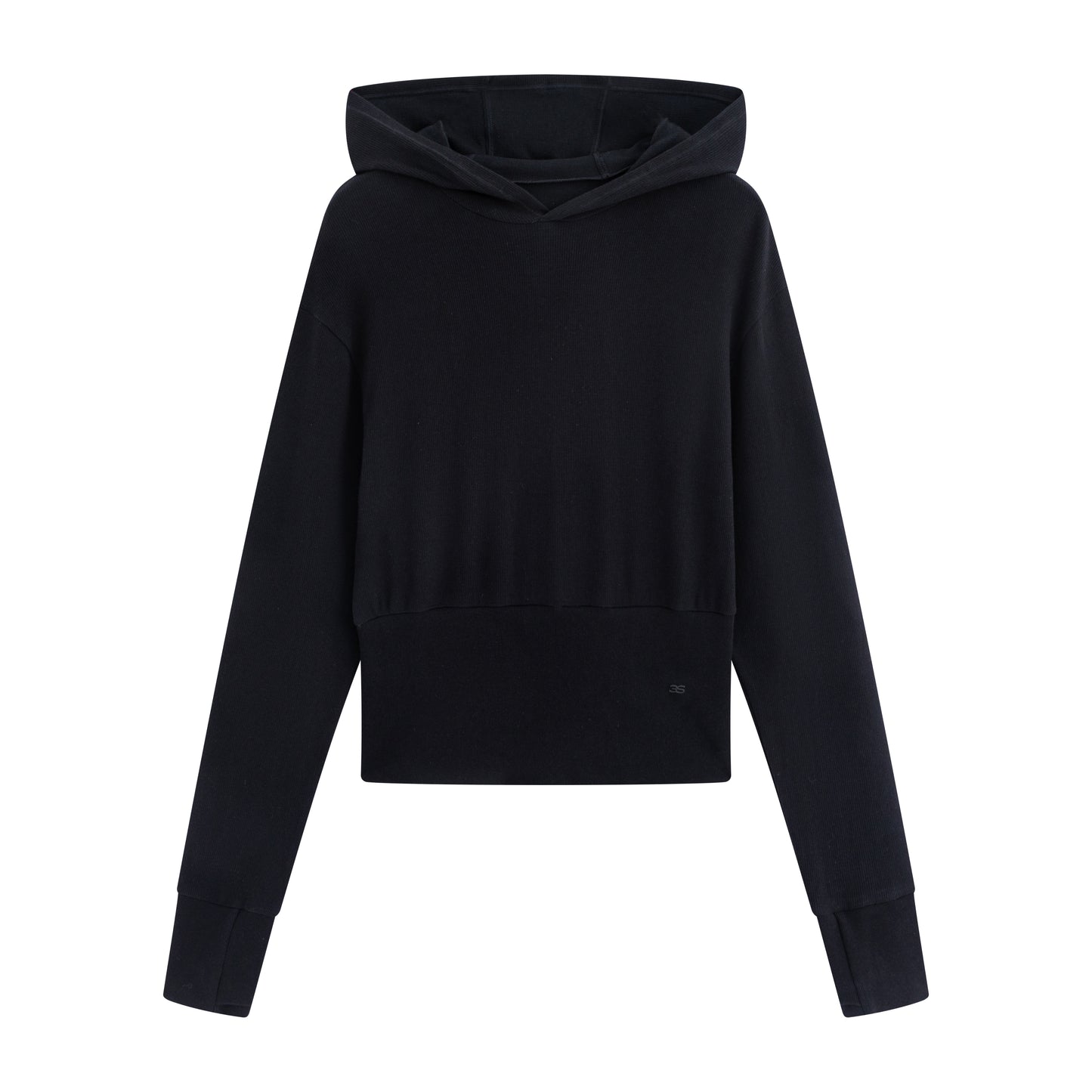 「3S」Long‑Sleeve Oversized Cropped Hoodie