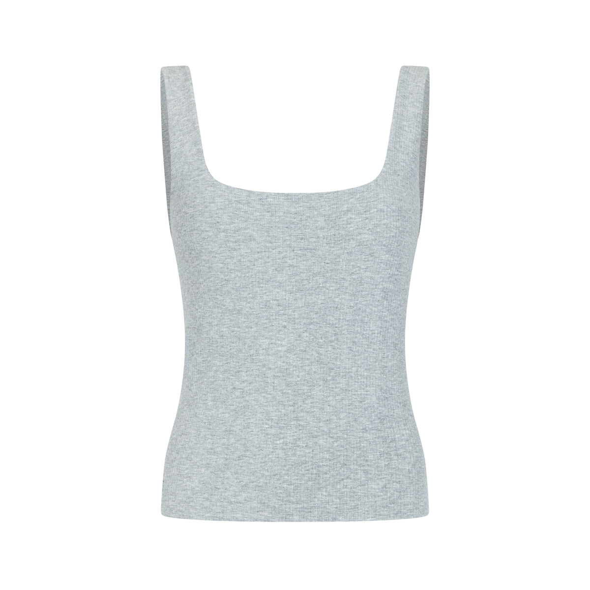 GREEEN Organic Cotton Heather Yarn Vertical Stripe Square Neck Slim Fit Tank Top - The Blender