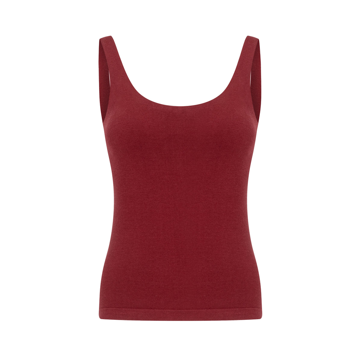 Wool U-Neck Open Back Fixed Padding Tank Top - The Blender
