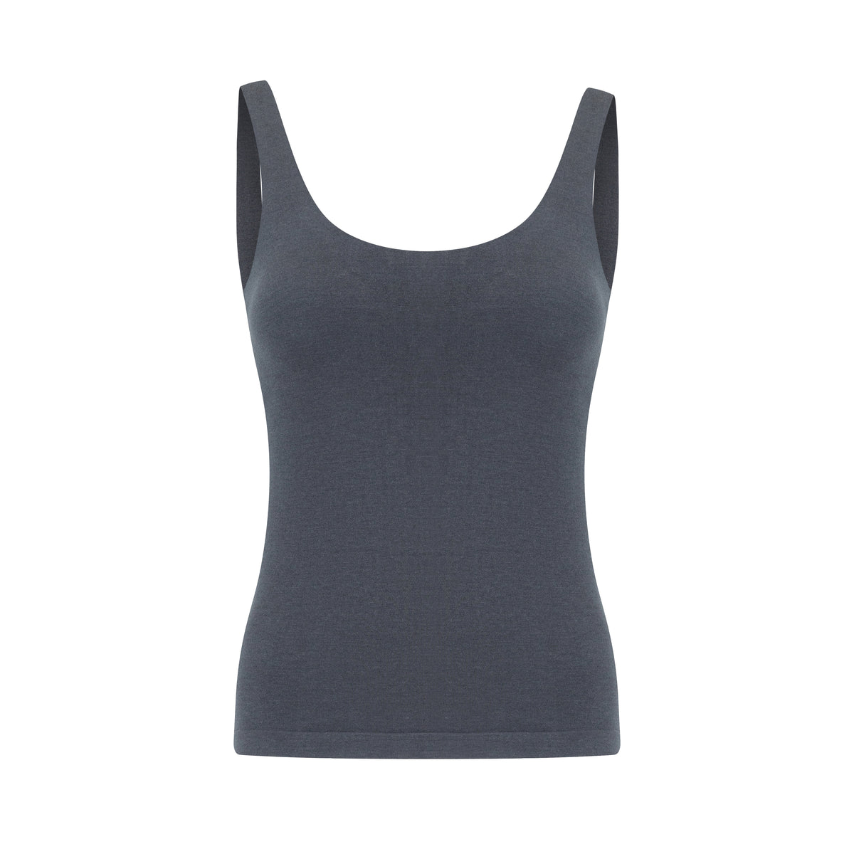 Wool U-Neck Open Back Fixed Padding Tank Top - The Blender