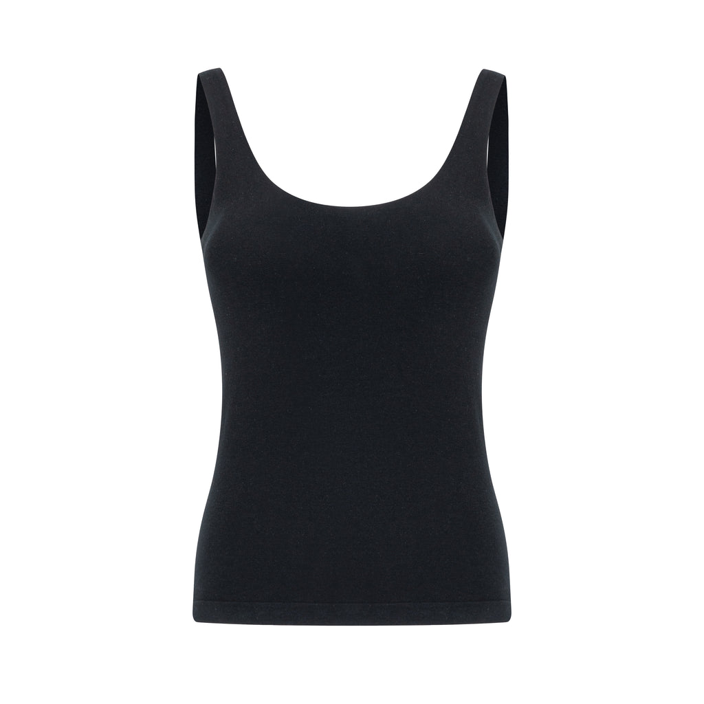 Wool U-Neck Open Back Fixed Padding Tank Top