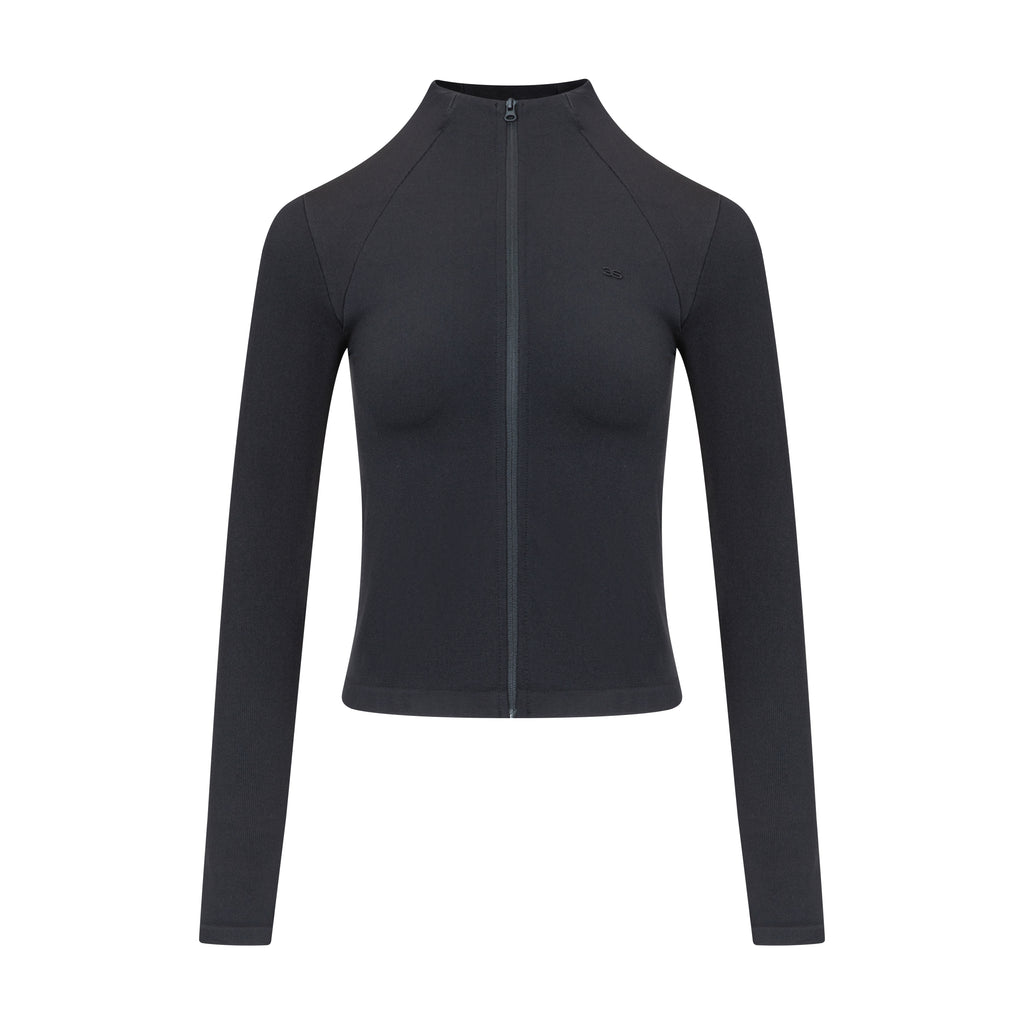 「3S」Slim‑Fit Mock‑Neck Long‑Sleeve Zip‑Up Jacket - The Blender