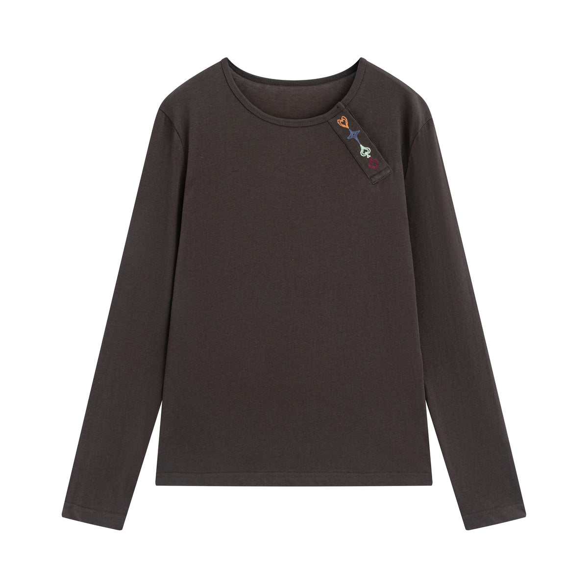 Crew Neck Embroidered Long Sleeve T-Shirt - The Blender