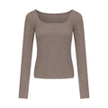 GREEEN Organic Cotton Heather Yarn Square Neck Slim Fit Long Sleeve Top - The Blender