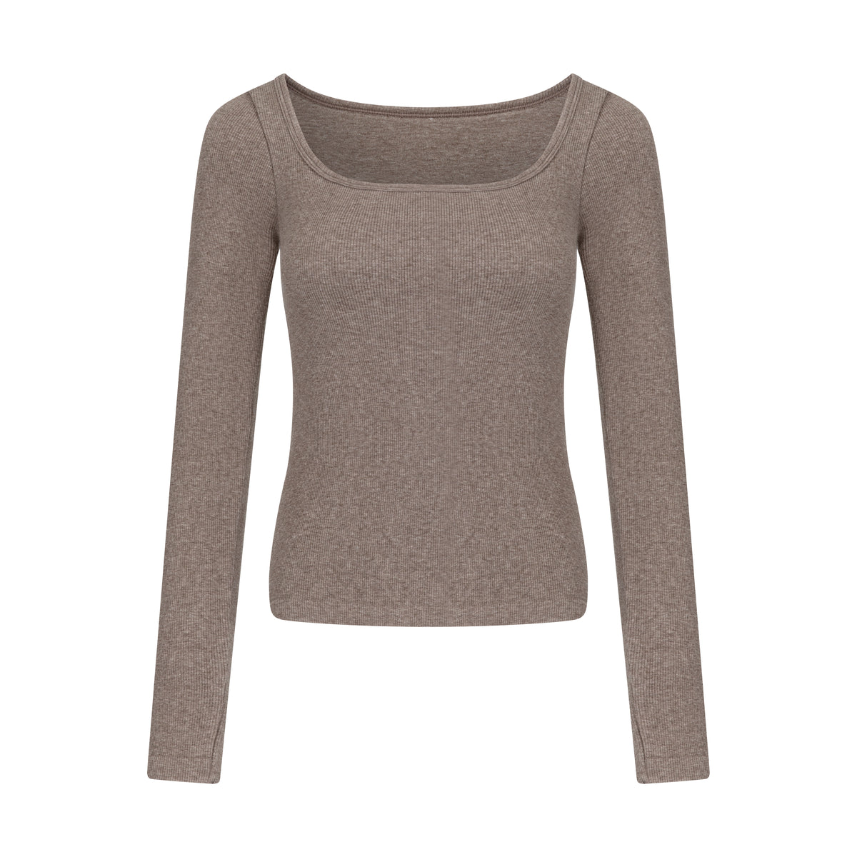 GREEEN Organic Cotton Heather Yarn Square Neck Slim Fit Long Sleeve Top - The Blender