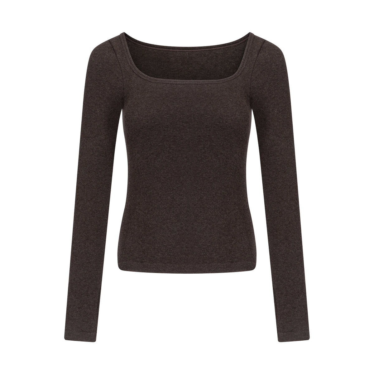 GREEEN Organic Cotton Heather Yarn Square Neck Slim Fit Long Sleeve Top - The Blender