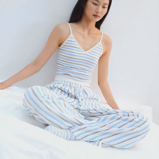 Striped V-Neck Bra-In Camisole