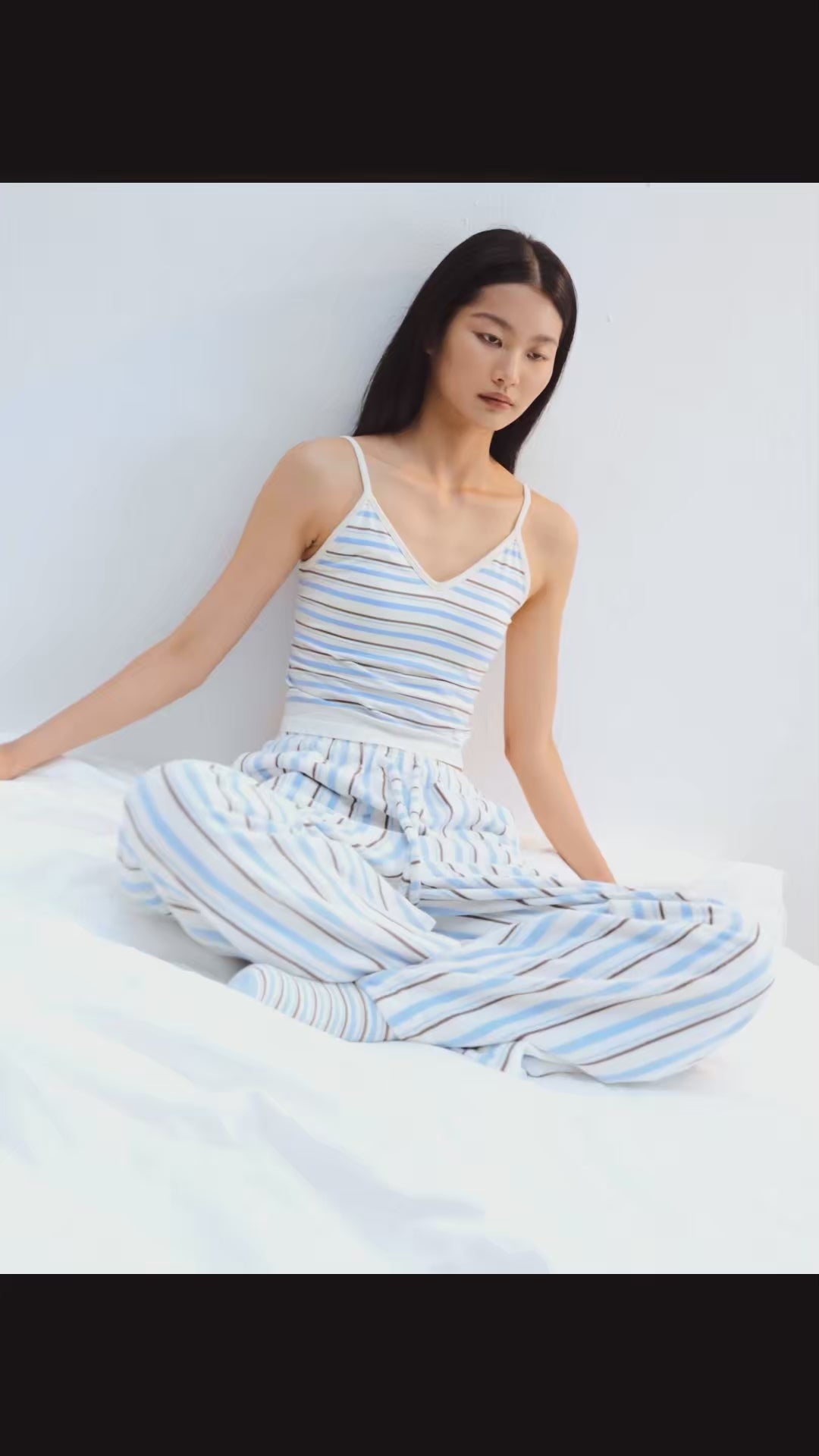 Striped V-Neck Bra-In Camisole
